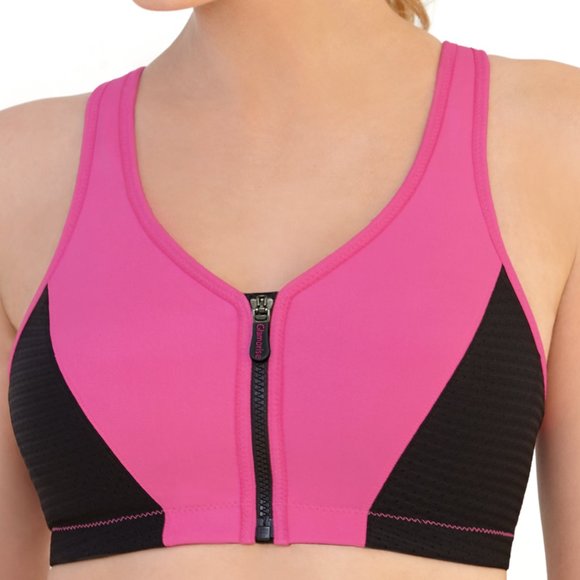 Set of 3! 32G Glamorise SPORT Bra (HIGH-IMPACT) Pink (RACERBACK) T-Back Zip NEW - Picture 4 of 16
